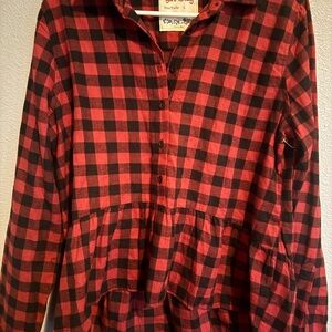 Girl Krazy Red and Black Checkered Button Down Shirt